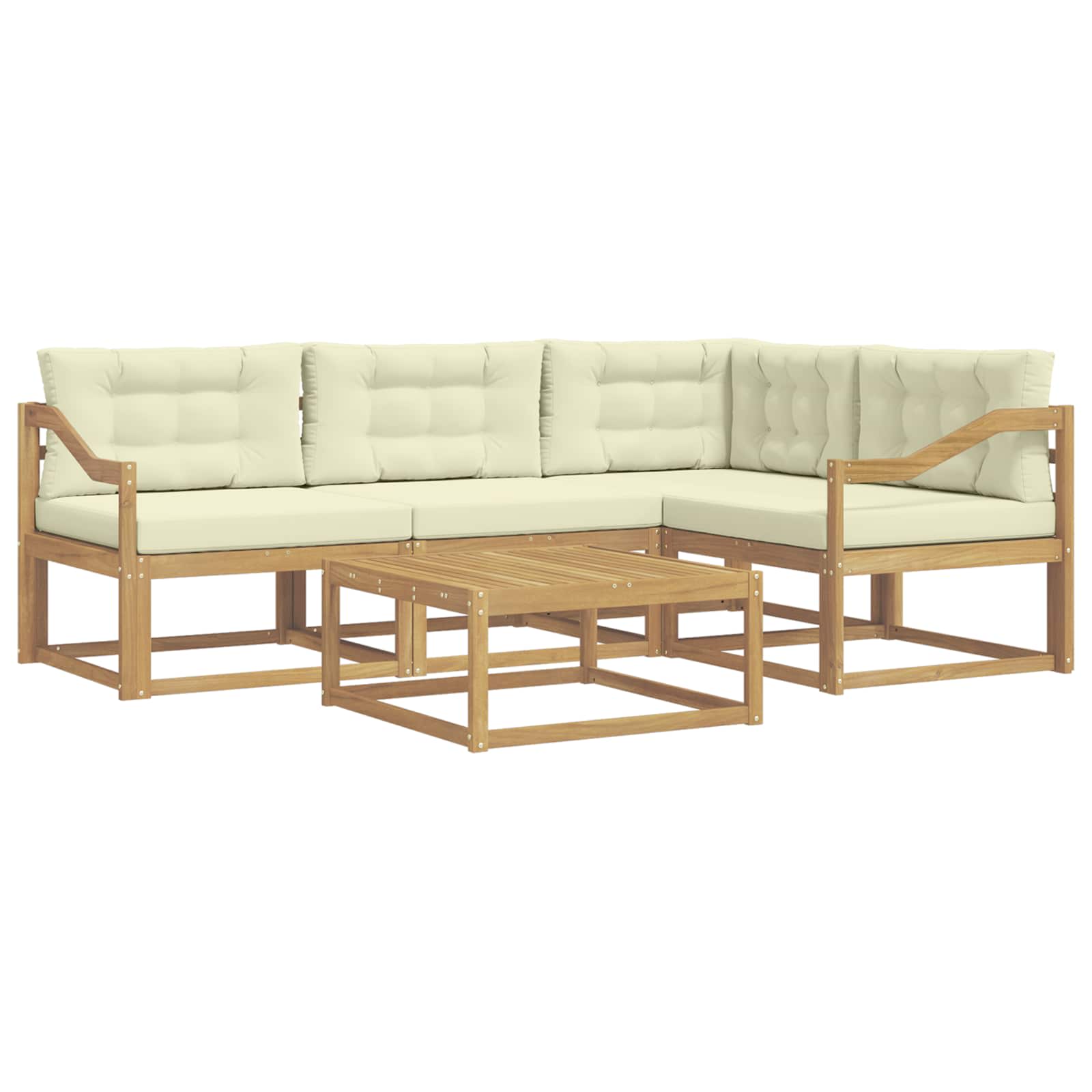 Σειρά Καναπέ Εξωτερικού 5 pcs Λευκό και Κρεμ 79 x 79 x 37 εκ - Pakobazaar