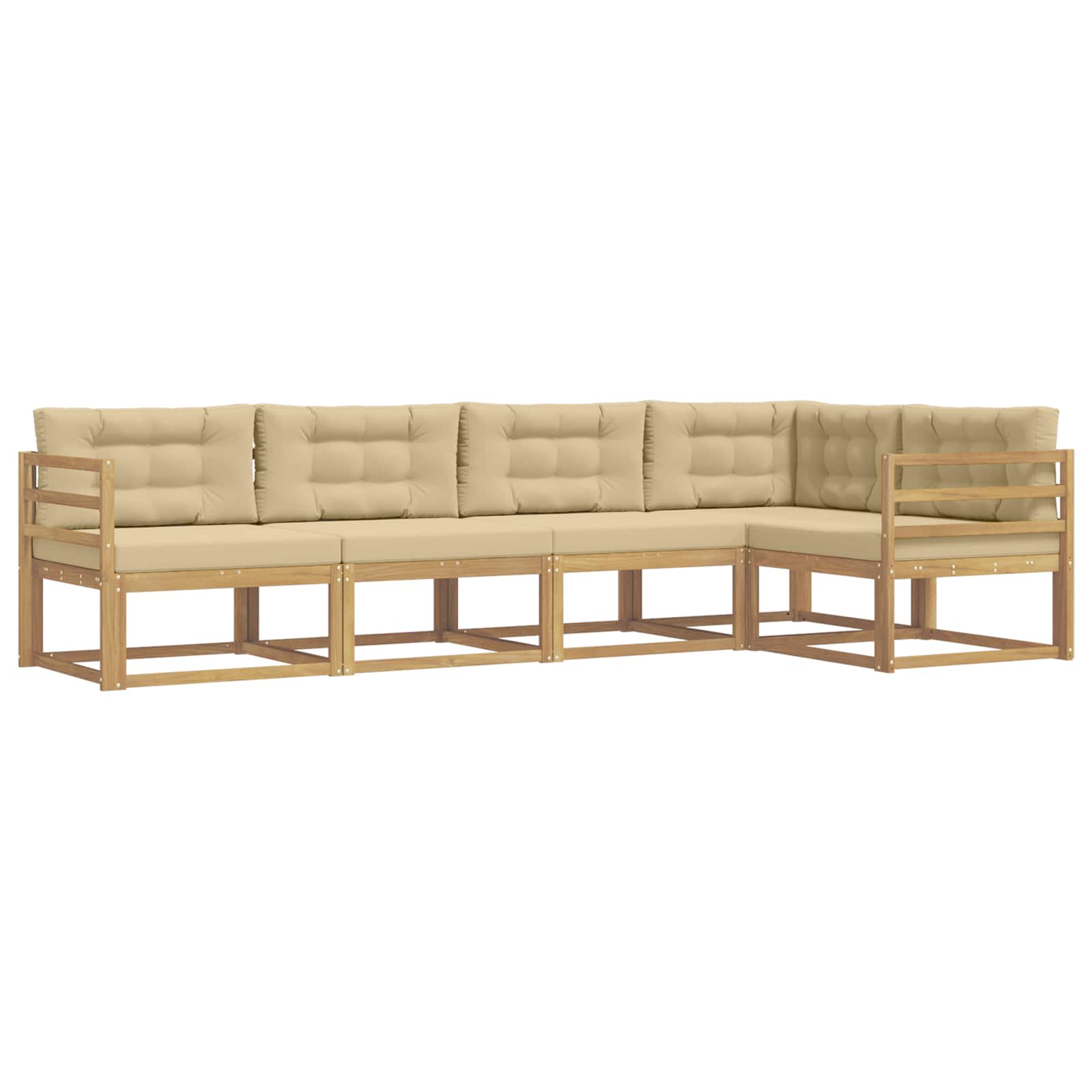 Σειρά Καναπέ Εξωτερικού 4 pcs Λευκό και Μπεζ Πολυεστέρας - Pakobazaar