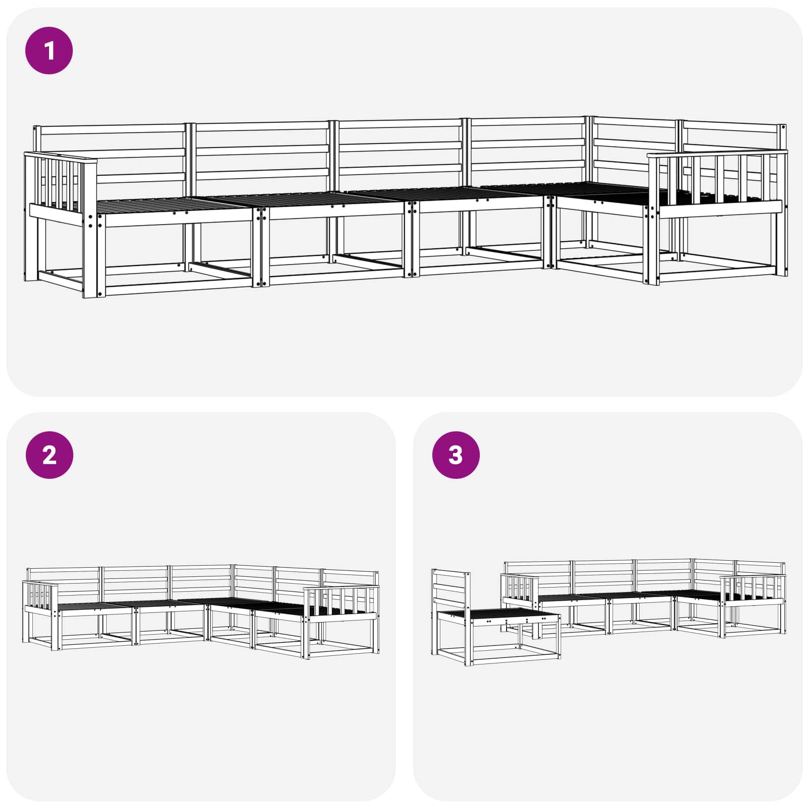Σειρά Καναπέ Εξωτερικού 5 pcs Λευκό 327 x 168,5 x 73 cm - Pakobazaar