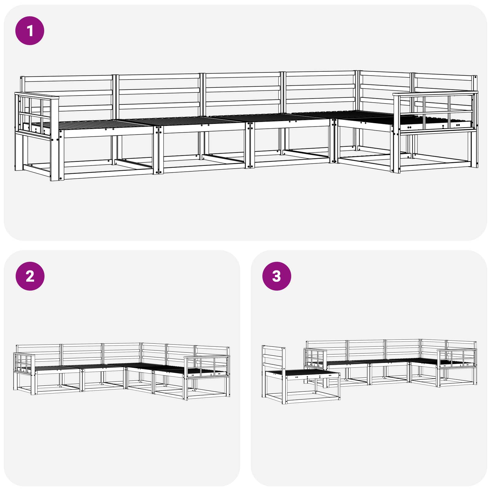Σειρά Καναπέ Εξωτερικού 5 pcs Λευκό 327 x 168,5 x 73 cm - Pakobazaar