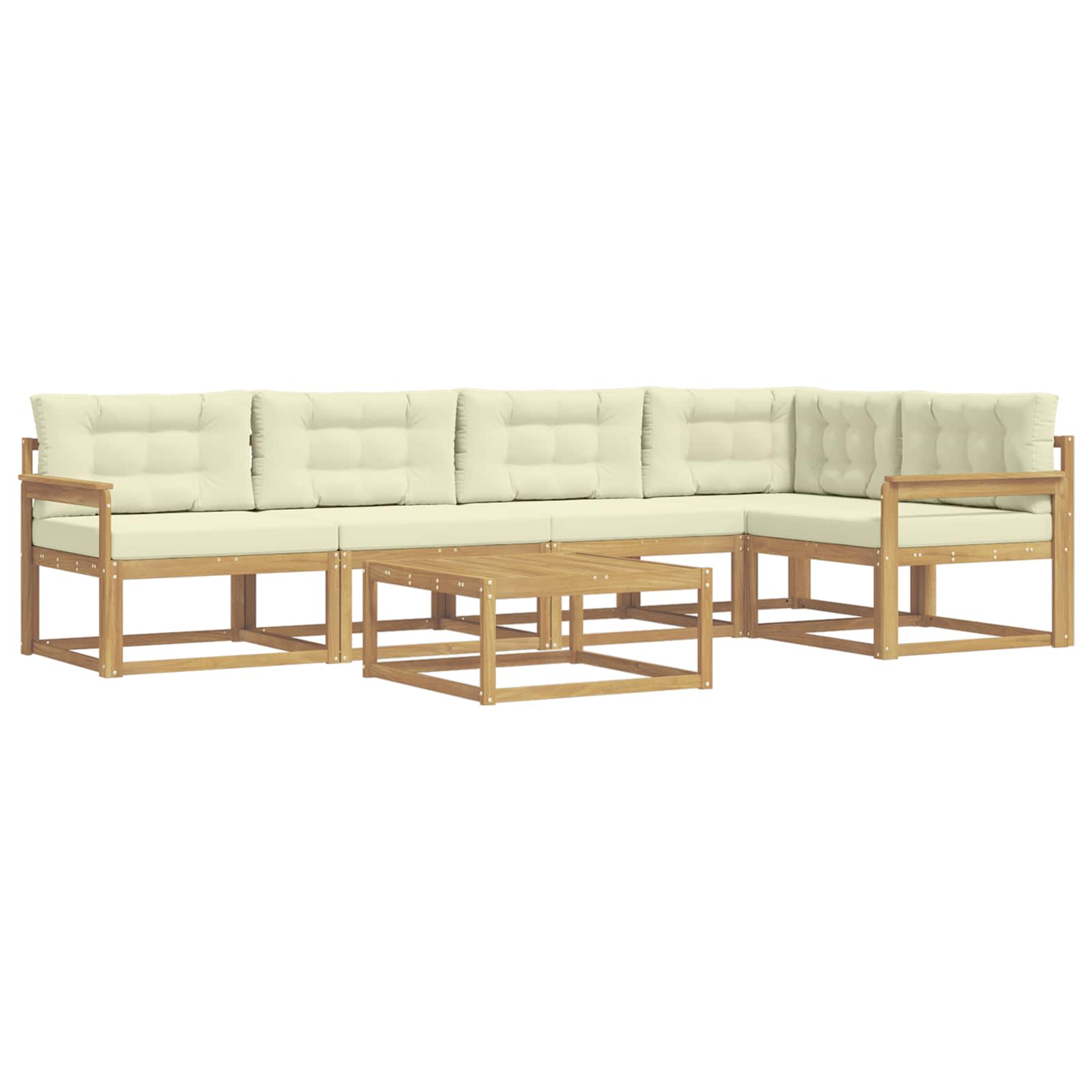 Σειρά Καναπέ Εξωτερικού 6 pcs Λευκό και Κρεμ 79 x 79 x 37 εκ - Pakobazaar