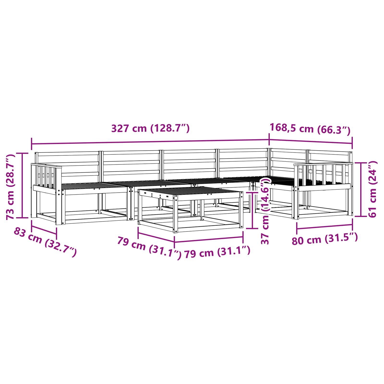 Σειρά Καναπέ Εξωτερικού 6 pcs Λευκό 79 x 79 x 37 εκ - Pakobazaar
