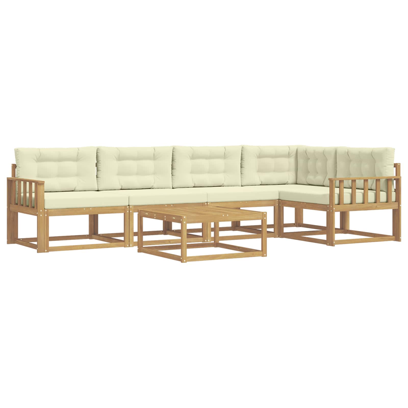 Σειρά Καναπέ Εξωτερικού 6 pcs Λευκό και Κρεμ 79 x 79 x 37 εκ - Pakobazaar
