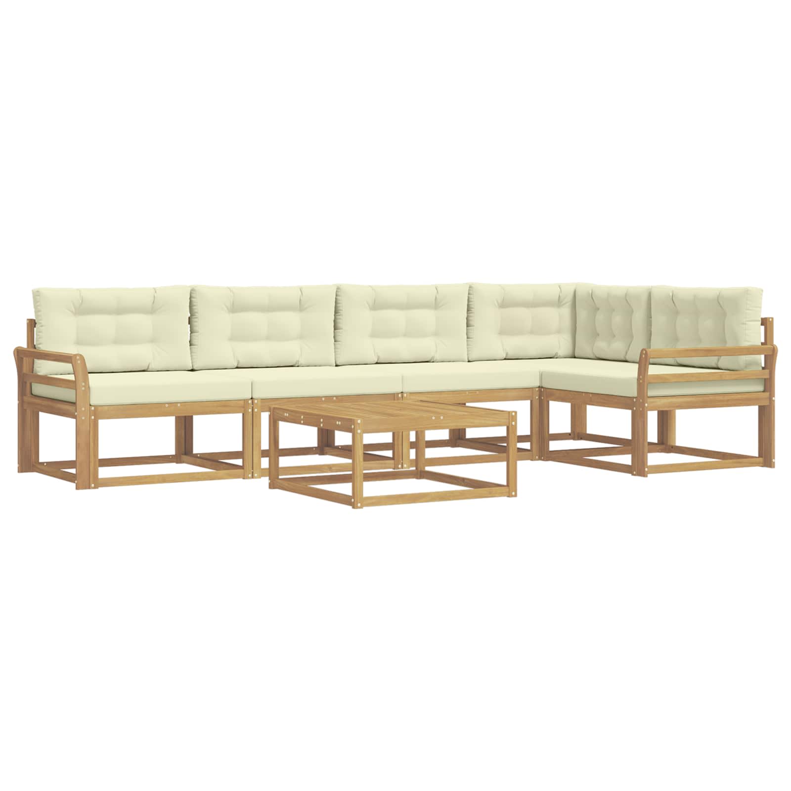 Σειρά Καναπέ Εξωτερικού 6 pcs Λευκό και Κρεμ 79 x 79 x 37 εκ - Pakobazaar
