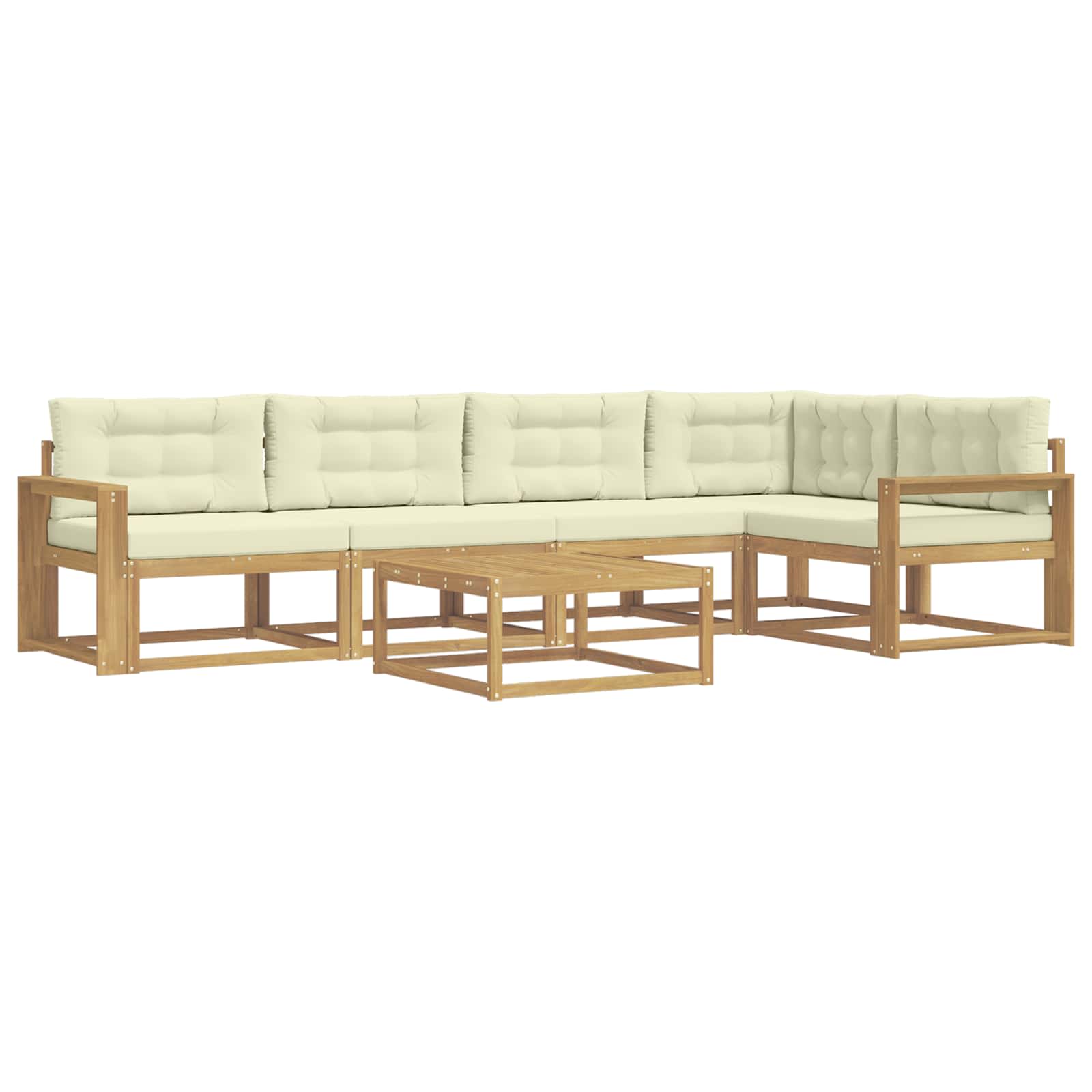 Σειρά Καναπέ Εξωτερικού 6 pcs Λευκό και Κρεμ 79 x 79 x 37 εκ - Pakobazaar