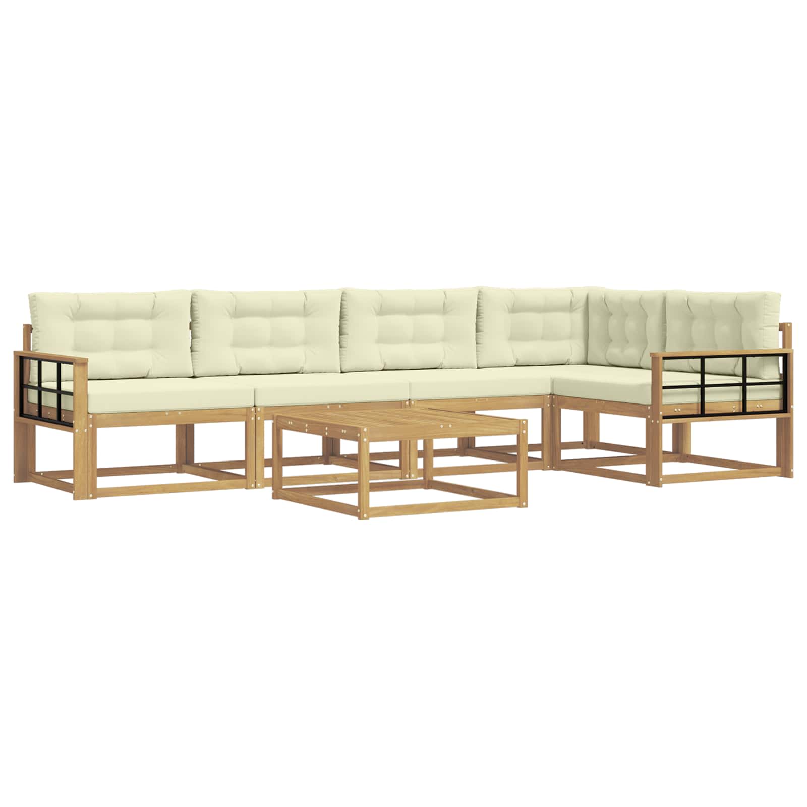 Σειρά Καναπέ Εξωτερικού 6 pcs Λευκό και Κρεμ 79 x 79 x 37 εκ - Pakobazaar
