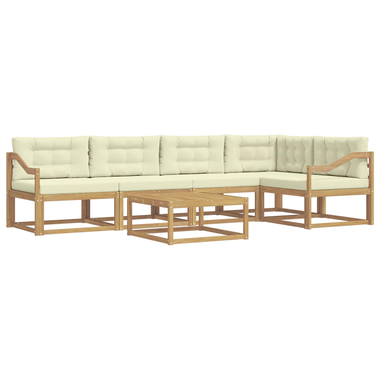 Σειρά Καναπέ Εξωτερικού 6 pcs Λευκό και Κρεμ 79 x 79 x 37 εκ - Pakobazaar