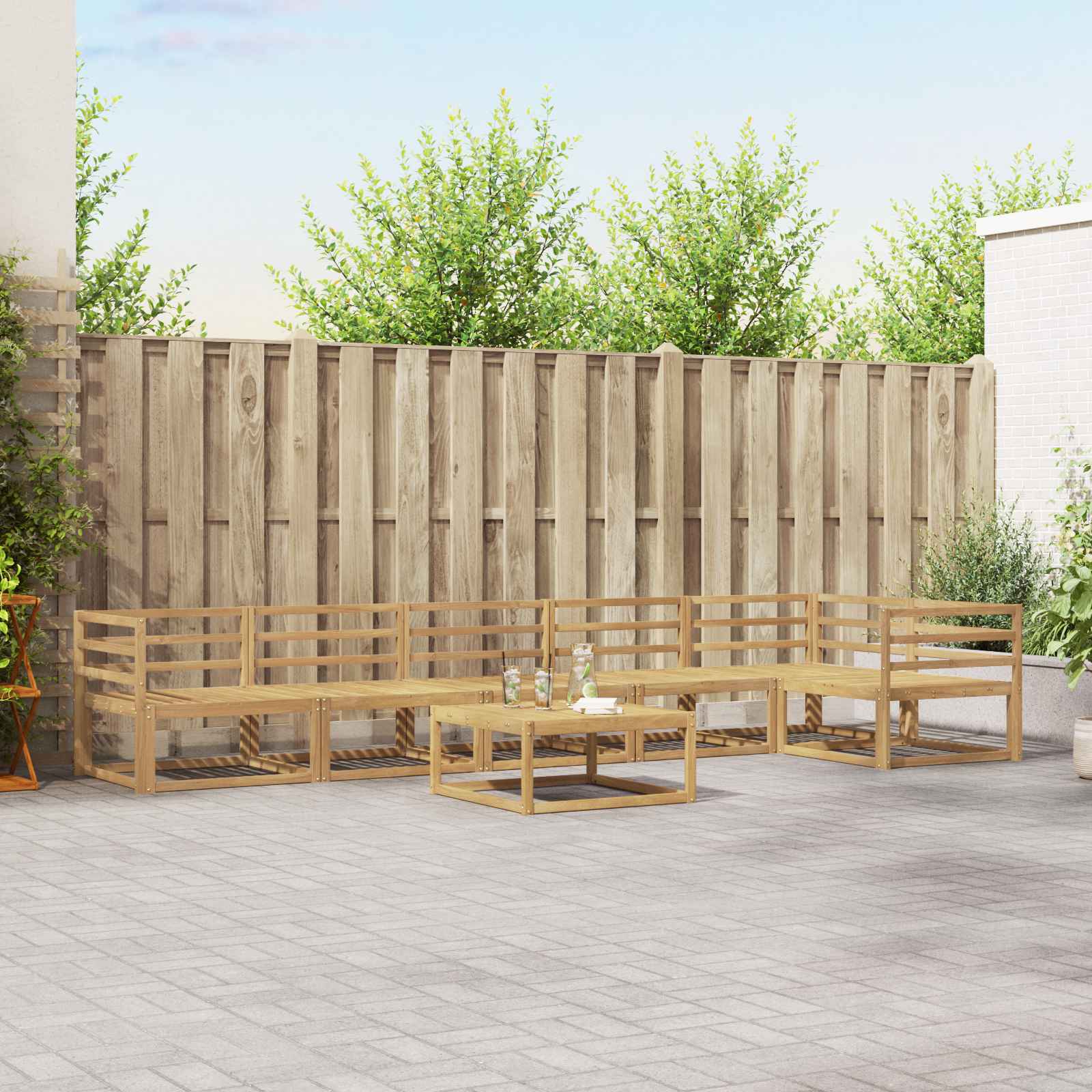 Σειρά Καναπέ Εξωτερικού 7 pcs Λευκό 79 x 79 x 37 εκ - Pakobazaar