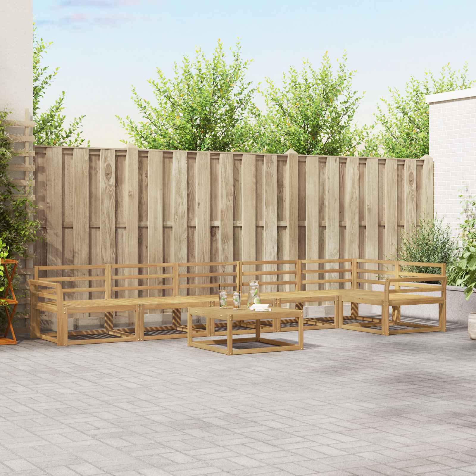 Σειρά Καναπέ Εξωτερικού 7 pcs Λευκό 79 x 79 x 37 εκ - Pakobazaar