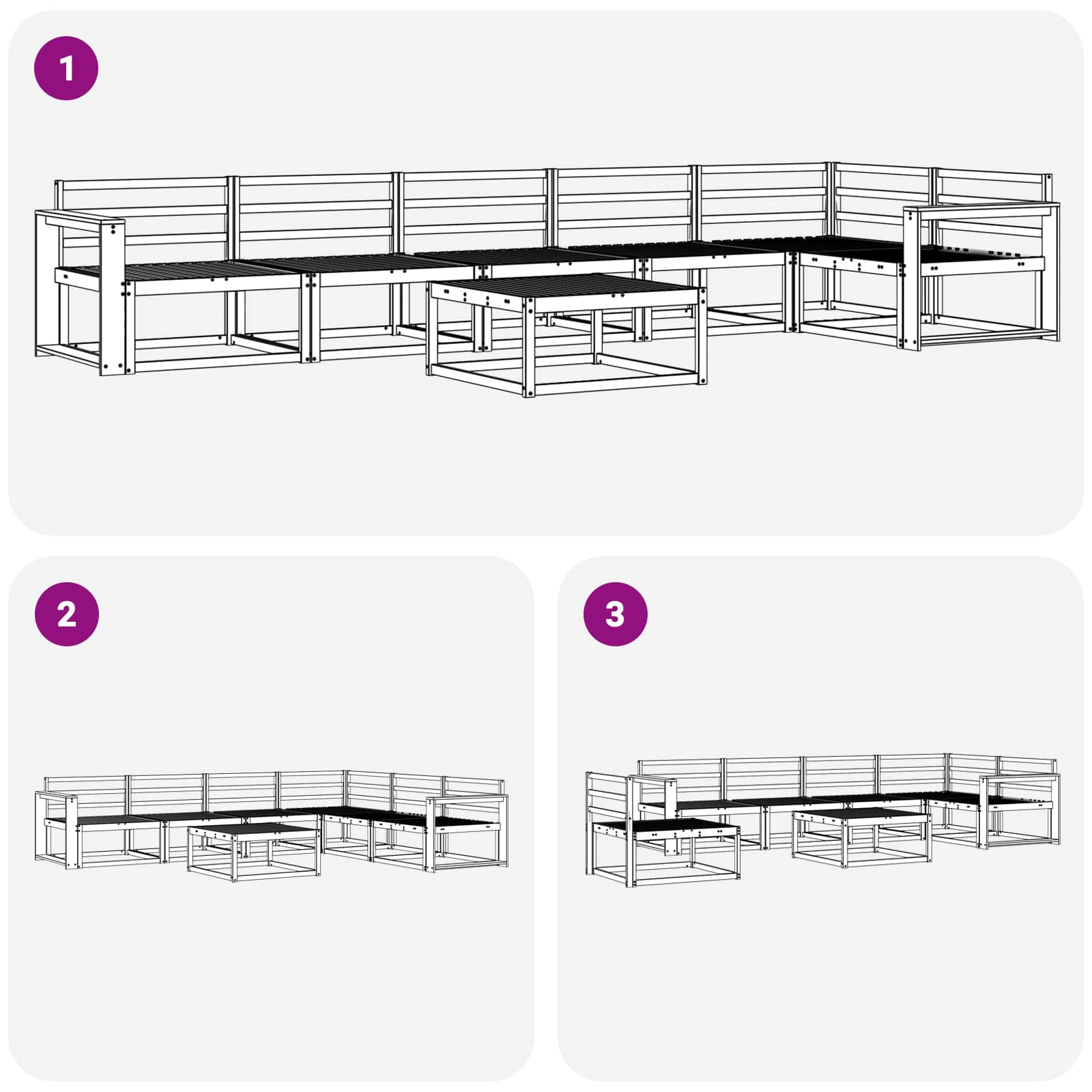 Σειρά Καναπέ Εξωτερικού 7 pcs Λευκό 79 x 79 x 37 εκ - Pakobazaar