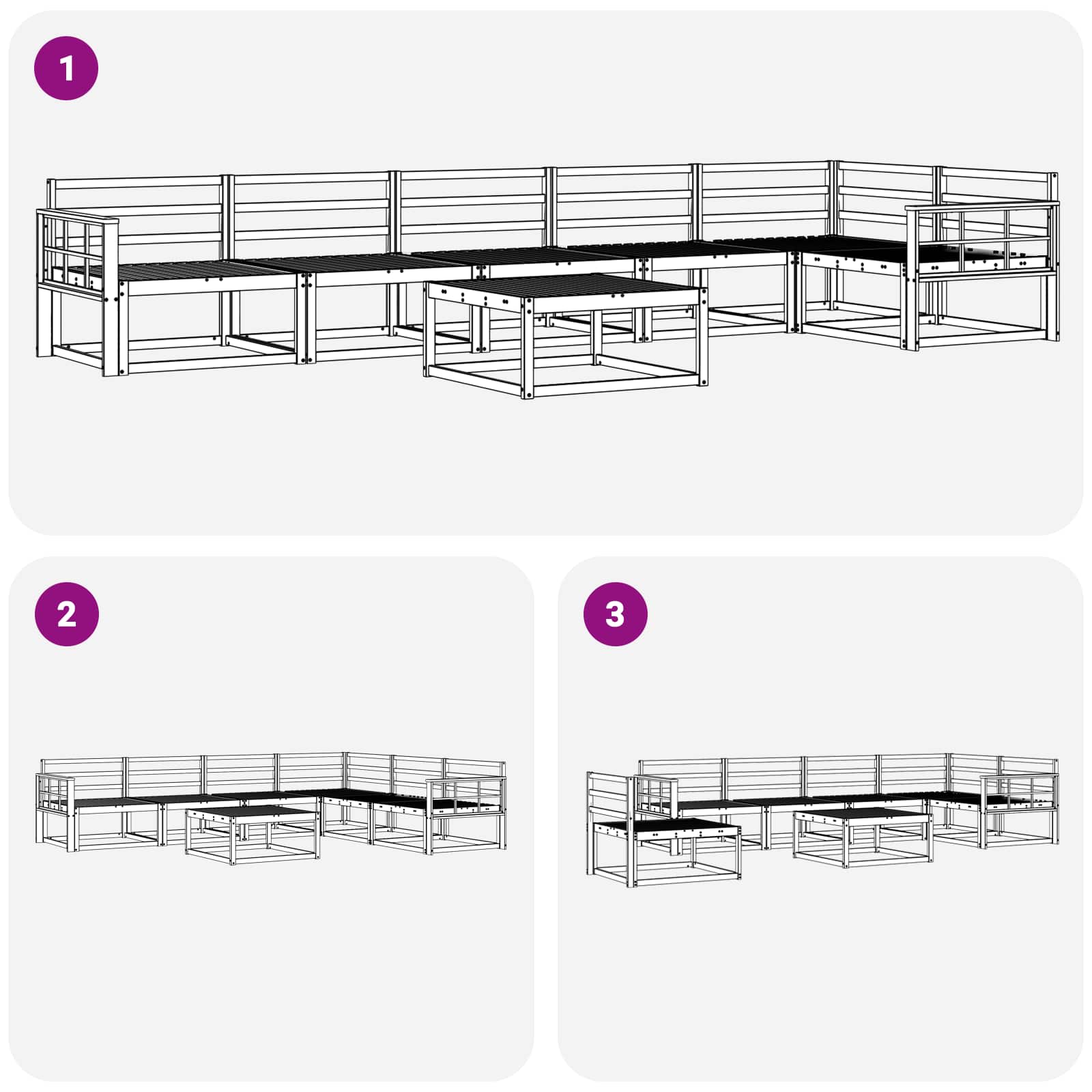 Σειρά Καναπέ Εξωτερικού 7 pcs Λευκό 79 x 79 x 37 εκ - Pakobazaar