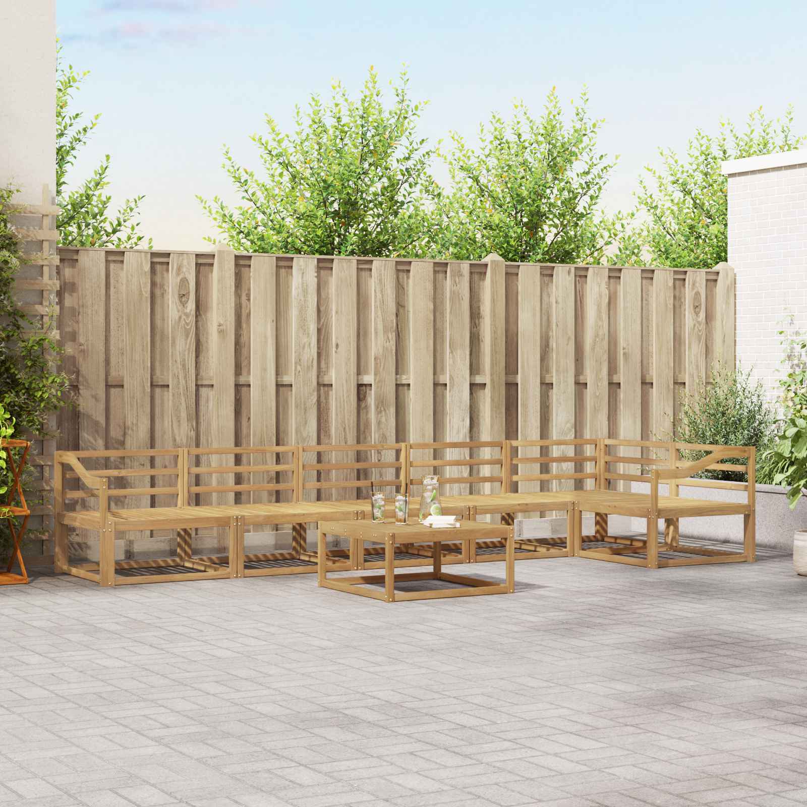 Σειρά Καναπέ Εξωτερικού 7 pcs Λευκό 79 x 79 x 37 εκ - Pakobazaar