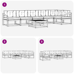 Σειρά Καναπέ Εξωτερικού 7 pcs Λευκό και Κρεμ 79 x 79 x 37 εκ - Pakobazaar