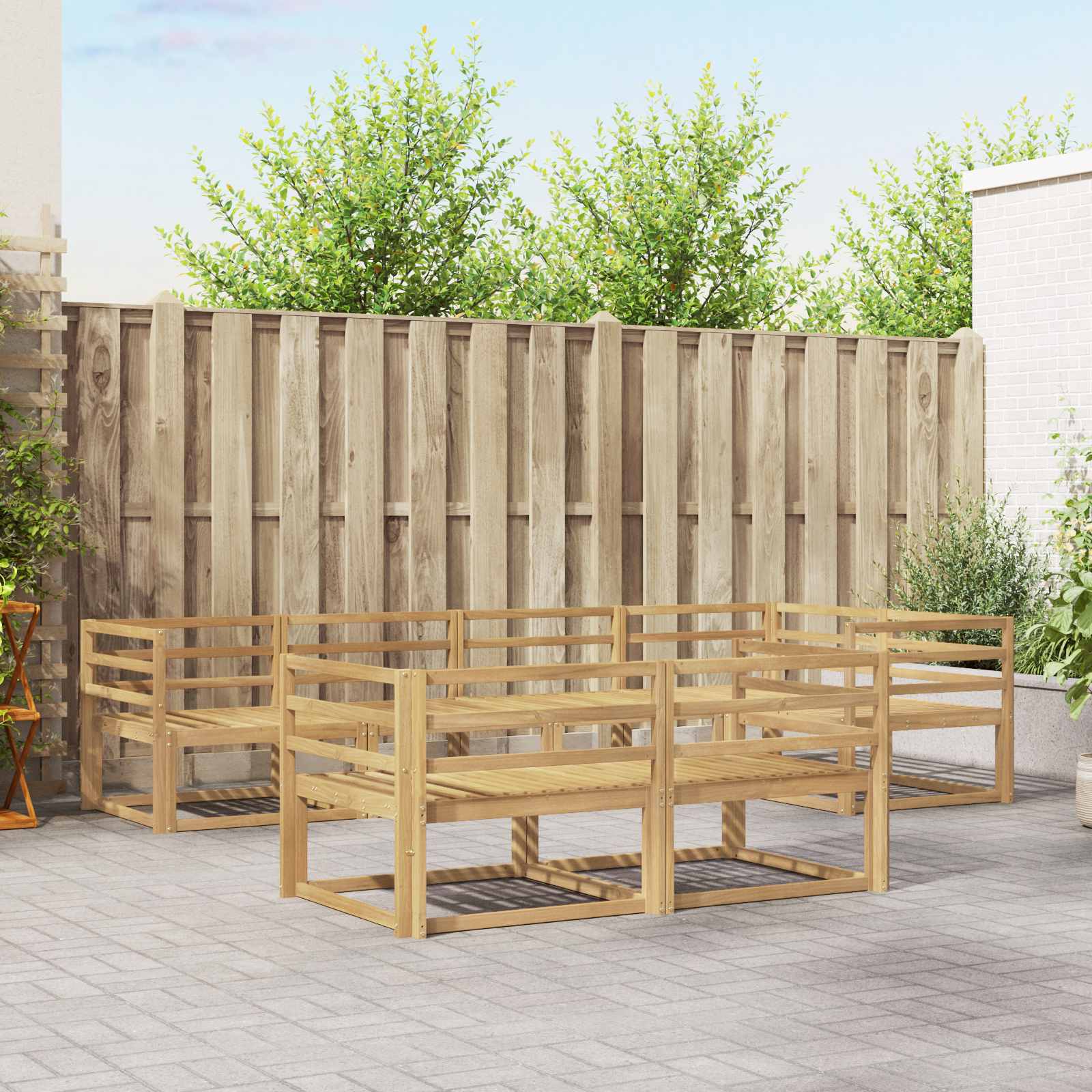 Σειρά Καναπέ Εξωτερικού 8 pcs Λευκό 325 x 166,5 x 73 εκ - Pakobazaar