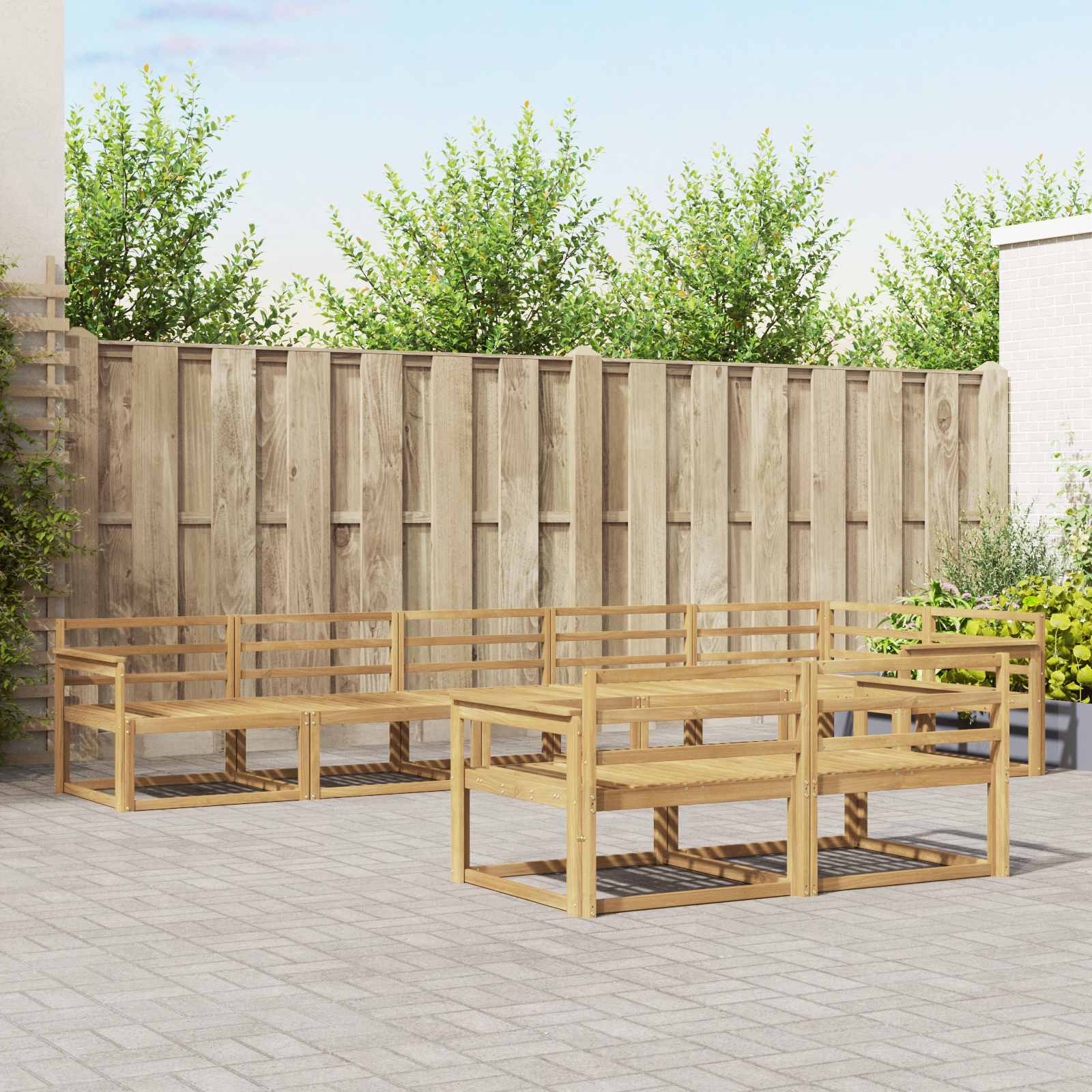 Σειρά Καναπέ Εξωτερικού 8 pcs Λευκό 406 x 168,5 x 73 εκ. - Pakobazaar