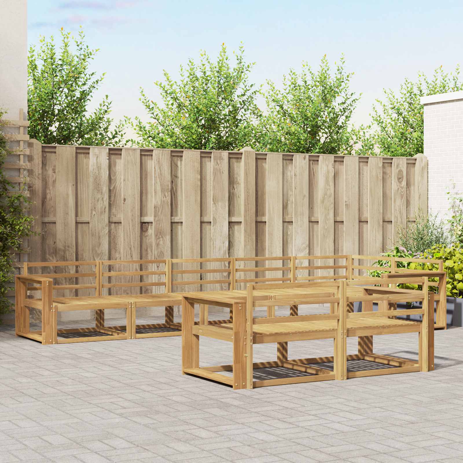 Σειρά Καναπέ Εξωτερικού 8 pcs Λευκό 410 x 172,5 x 73 εκ - Pakobazaar