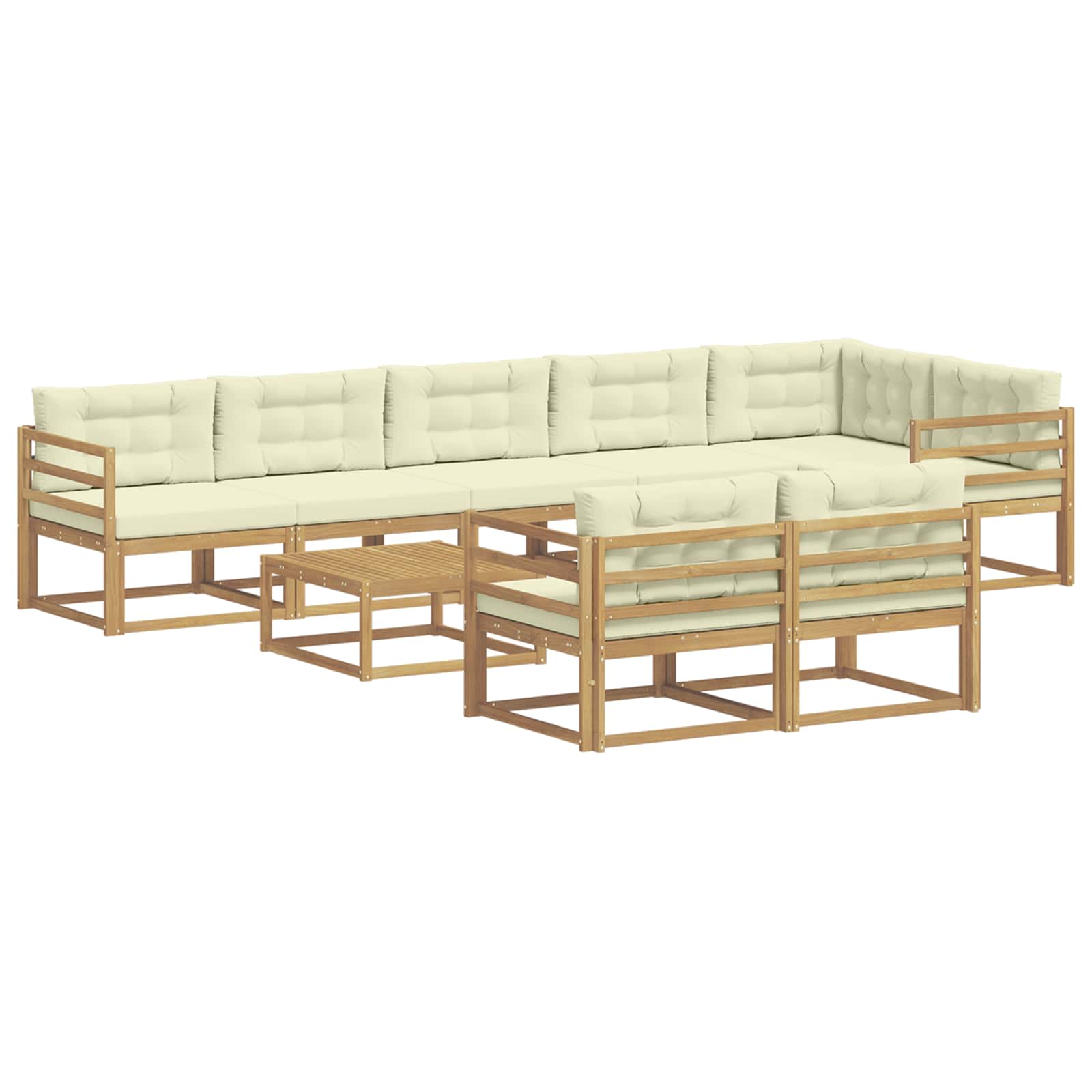 Σειρά Καναπέ Εξωτερικού 9 pcs Λευκό και Κρεμ 79 x 79 x 37 εκ - Pakobazaar