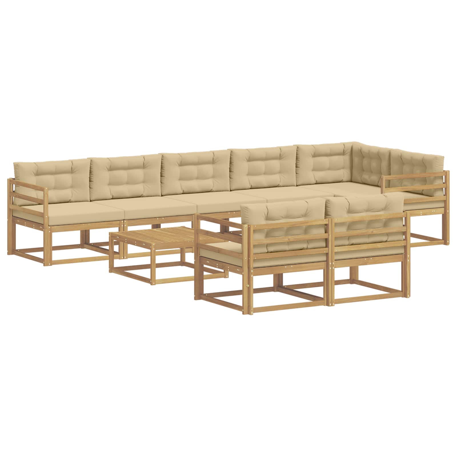 Σειρά Καναπέ Εξωτερικού 9 pcs Λευκό και Μπεζ 79 x 79 x 37 εκ - Pakobazaar