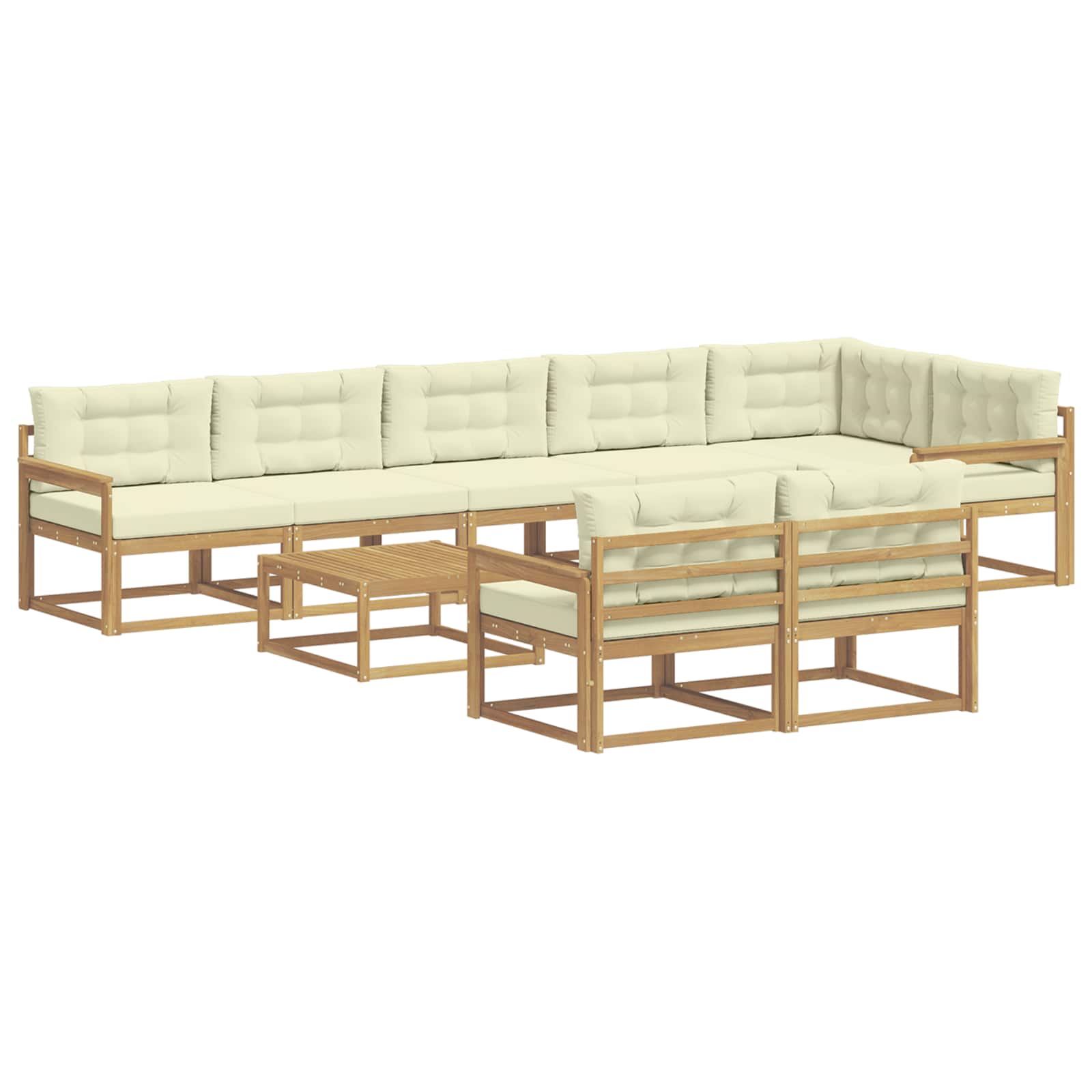 Σειρά Καναπέ Εξωτερικού 9 pcs Λευκό και Κρεμ 79 x 79 x 37 εκ - Pakobazaar