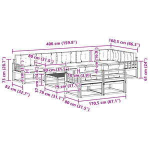 Σειρά Καναπέ Εξωτερικού 9 pcs Λευκό και Μπεζ 79 x 79 x 37 εκ - Pakobazaar