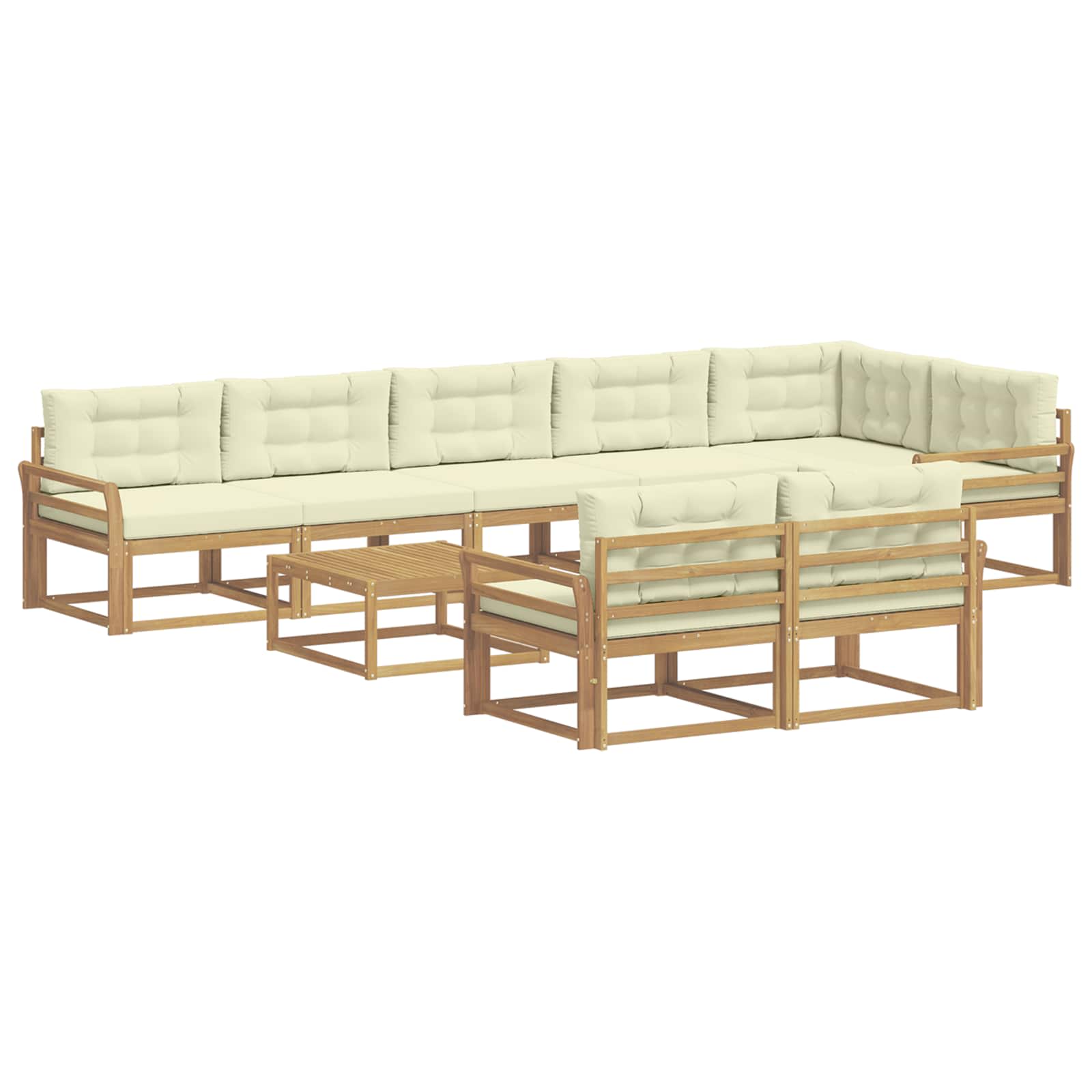 Σειρά Καναπέ Εξωτερικού 9 pcs Λευκό και Κρεμ 79 x 79 x 37 εκ - Pakobazaar