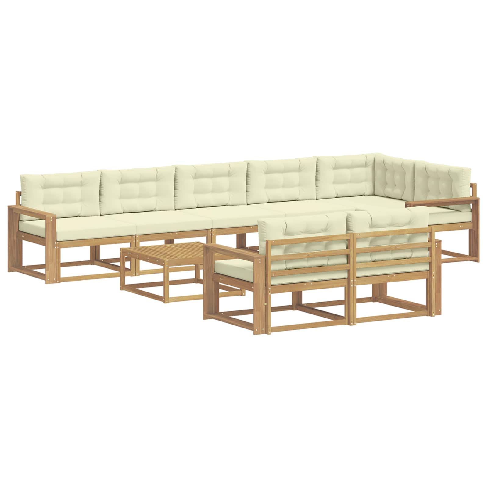 Σειρά Καναπέ Εξωτερικού 9 pcs Λευκό και Κρεμ 79 x 79 x 37 εκ - Pakobazaar