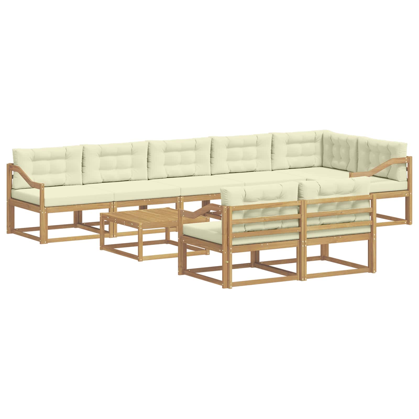 Σειρά Καναπέ Εξωτερικού 9 pcs Λευκό και Κρεμ 79 x 79 x 37 εκ - Pakobazaar