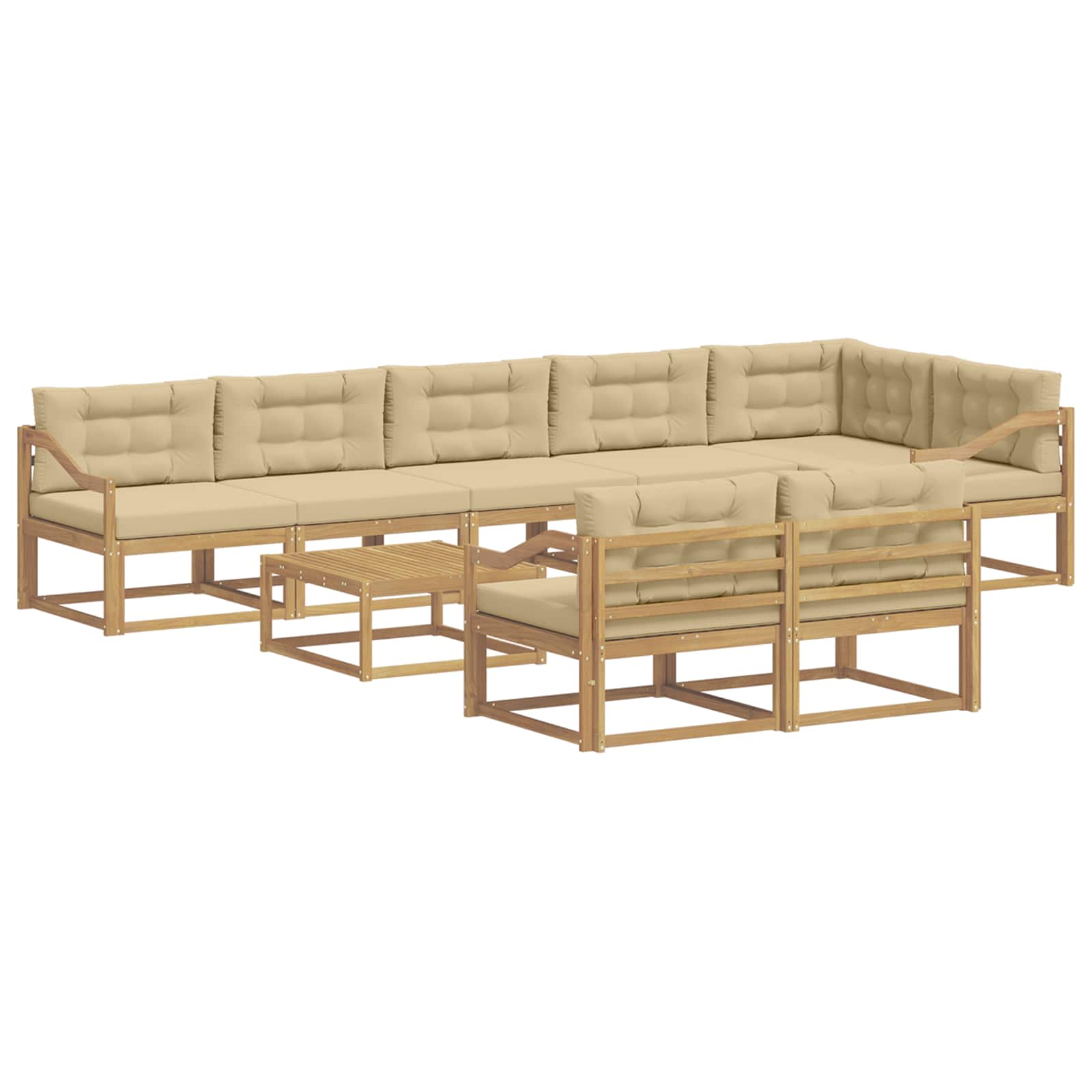 Σειρά Καναπέ Εξωτερικού 9 pcs Λευκό και Μπεζ 79 x 79 x 37 εκ - Pakobazaar