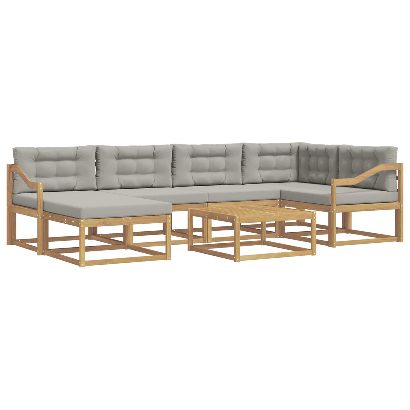 Σειρά Καναπέ Εξωτερικού 7 pcs Λευκό και Ανοιχτό Γκρι - Pakobazaar
