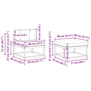Σειρά Καναπέ Εξωτερικού με μαξιλάρι 6 pcs Λευκό και Κρεμ - Pakobazaar