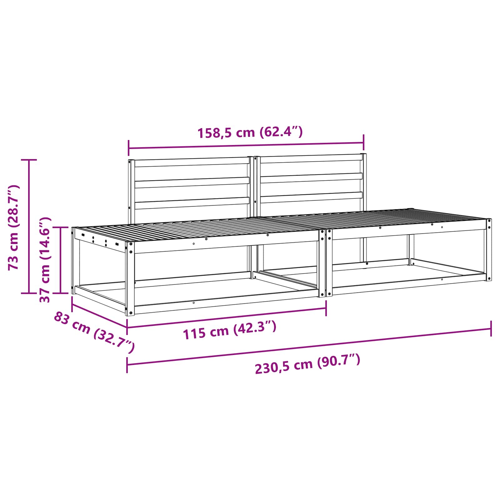 Σειρά Καναπέ Εξωτερικού Λευκό 230,5 x 83 x 73 εκ - Pakobazaar