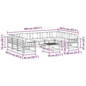 Σειρά Καναπέ Εξωτερικού με μαξιλάρι 10 pcs Λευκό και Μπεζ - Pakobazaar