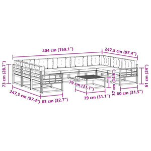 Σειρά Καναπέ Εξωτερικού με μαξιλάρι 10 pcs Λευκό και Μπεζ - Pakobazaar