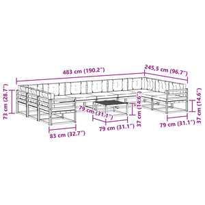 Σειρά Καναπέ Εξωτερικού με μαξιλάρι 11 pcs Λευκό και Κρεμ - Pakobazaar