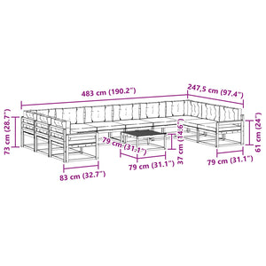 Σειρά Καναπέ Εξωτερικού με μαξιλάρι 11 pcs Λευκό και Κρεμ - Pakobazaar