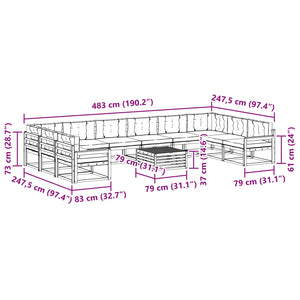 Σειρά Καναπέ Εξωτερικού με μαξιλάρι 11 pcs Άσπρο και Ανθρακί - Pakobazaar