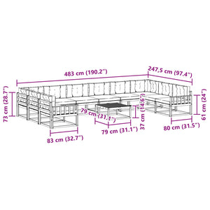 Σειρά Καναπέ Εξωτερικού με μαξιλάρι 11 pcs Λευκό και Κρεμ - Pakobazaar