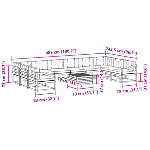 Σειρά Καναπέ Εξωτερικού με μαξιλάρι 11 pcs Άσπρο και Ανθρακί - Pakobazaar