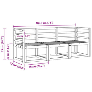 Σειρά Καναπέ Εξωτερικού 3 pcs Λευκό 185,5 x 63 x 73 εκ - Pakobazaar