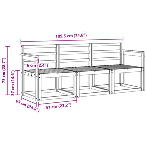 Σειρά Καναπέ Εξωτερικού 3 pcs Λευκό 189,5 x 63 x 73 εκ. - Pakobazaar