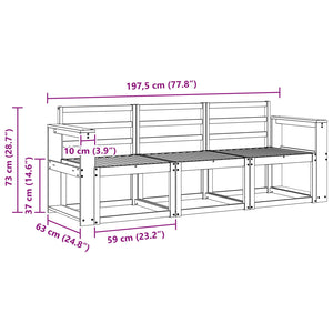 Σειρά Καναπέ Εξωτερικού 3 pcs Λευκό 197,5 x 63 x 73 εκ - Pakobazaar