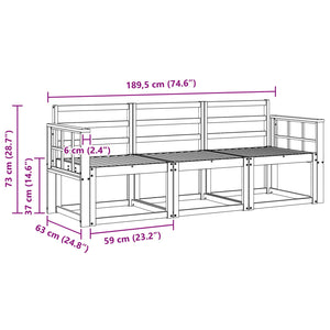 Σειρά Καναπέ Εξωτερικού 3 pcs Λευκό 189,5 x 63 x 73 εκ. - Pakobazaar