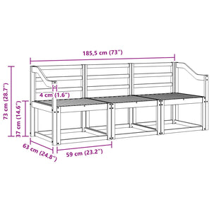 Σειρά Καναπέ Εξωτερικού 3 pcs Λευκό 185,5 x 63 x 73 εκ - Pakobazaar