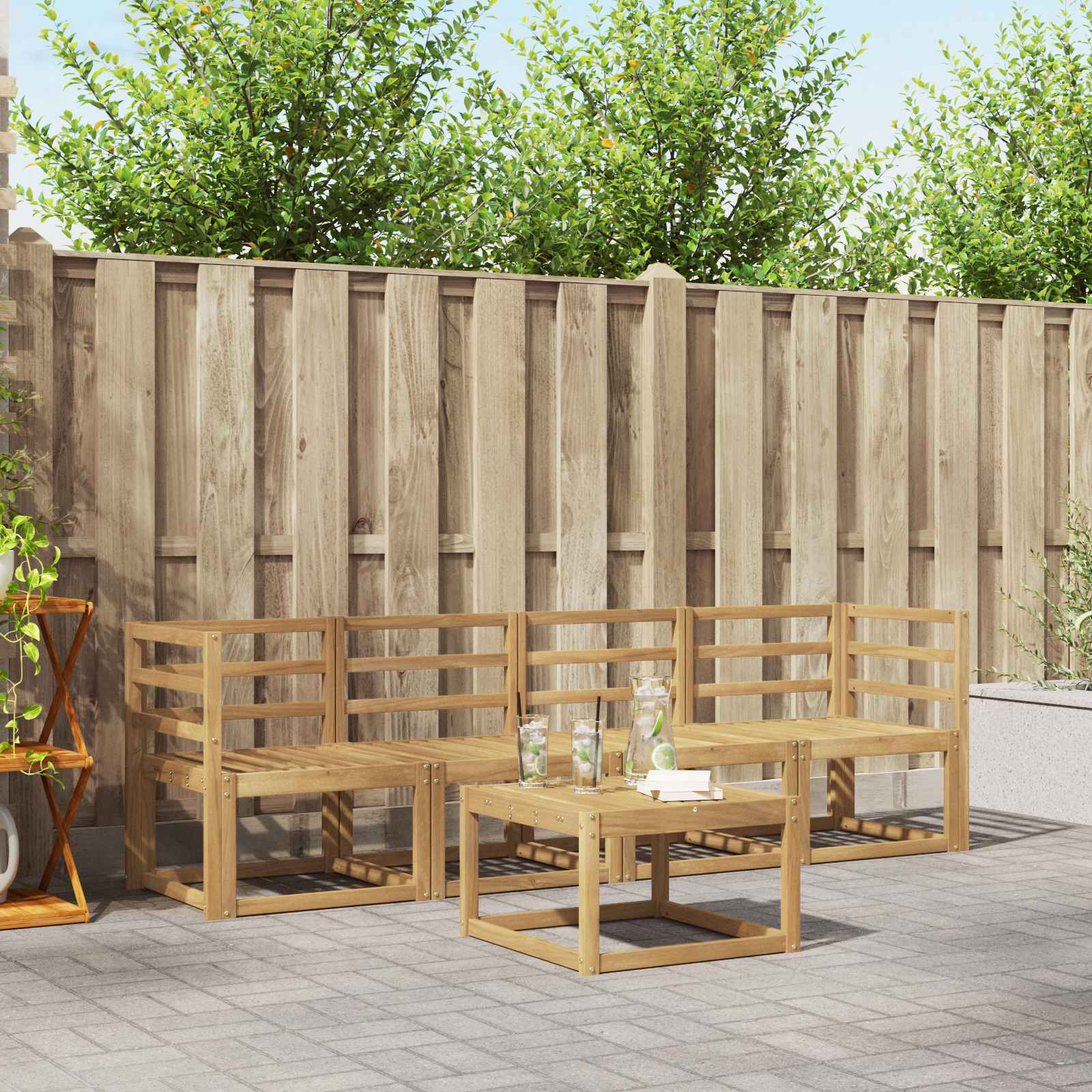 Σειρά Καναπέ Εξωτερικού 5 pcs Λευκό 59 x 59 x 37 εκ - Pakobazaar