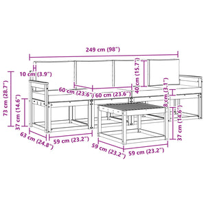 Σειρά Καναπέ Εξωτερικού με μαξιλάρι 5 pcs Λευκό και Κρεμ - Pakobazaar