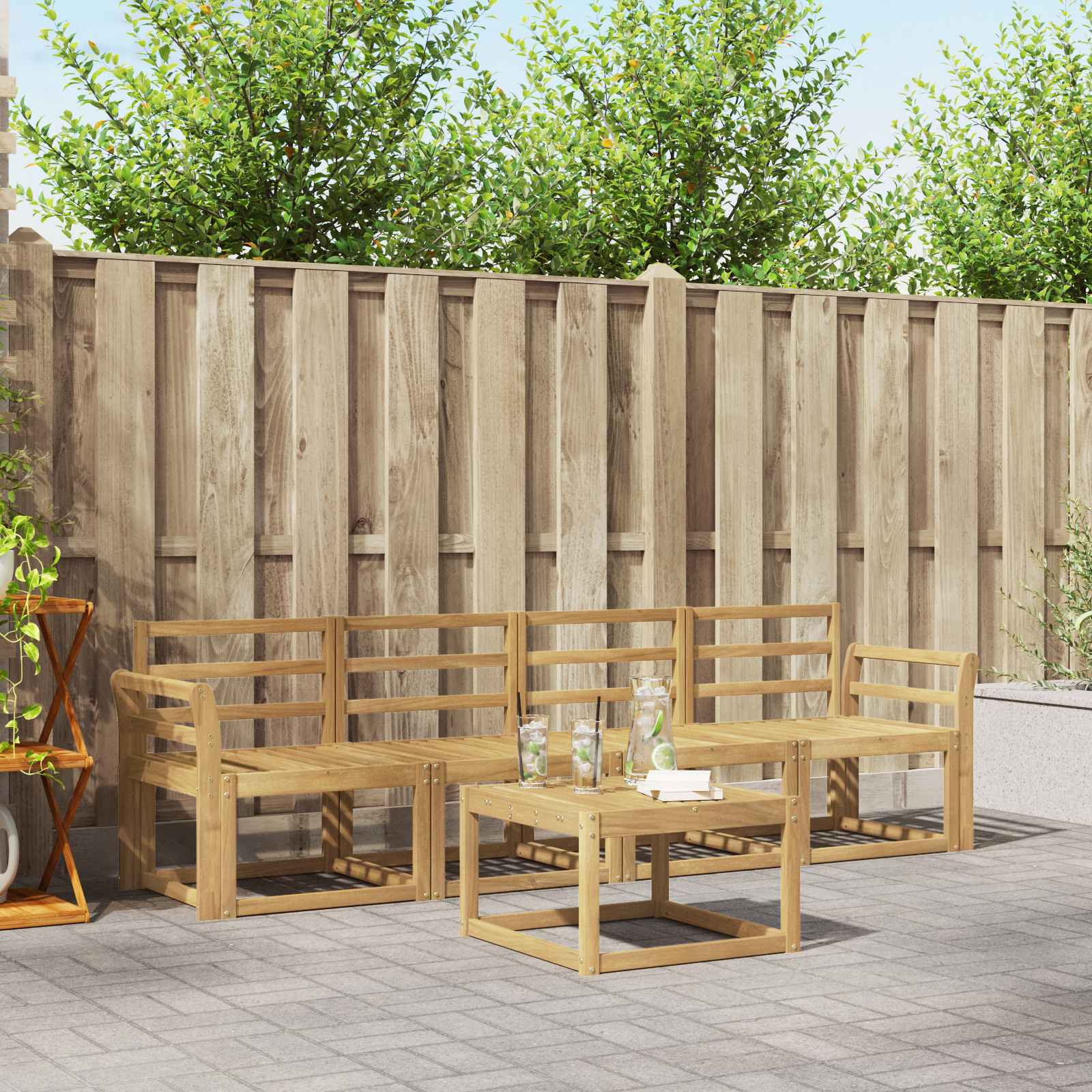 Σειρά Καναπέ Εξωτερικού 5 pcs Λευκό 59 x 59 x 37 εκ - Pakobazaar