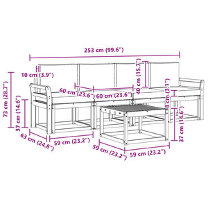 Σειρά Καναπέ Εξωτερικού με μαξιλάρι 5 pcs Άσπρο και Ανθρακί - Pakobazaar