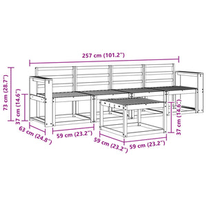 Σειρά Καναπέ Εξωτερικού 5 pcs Λευκό 59 x 59 x 37 εκ - Pakobazaar
