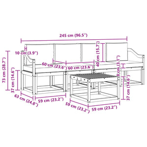 Σειρά Καναπέ Εξωτερικού με μαξιλάρι 5 pcs Λευκό και Κρεμ - Pakobazaar