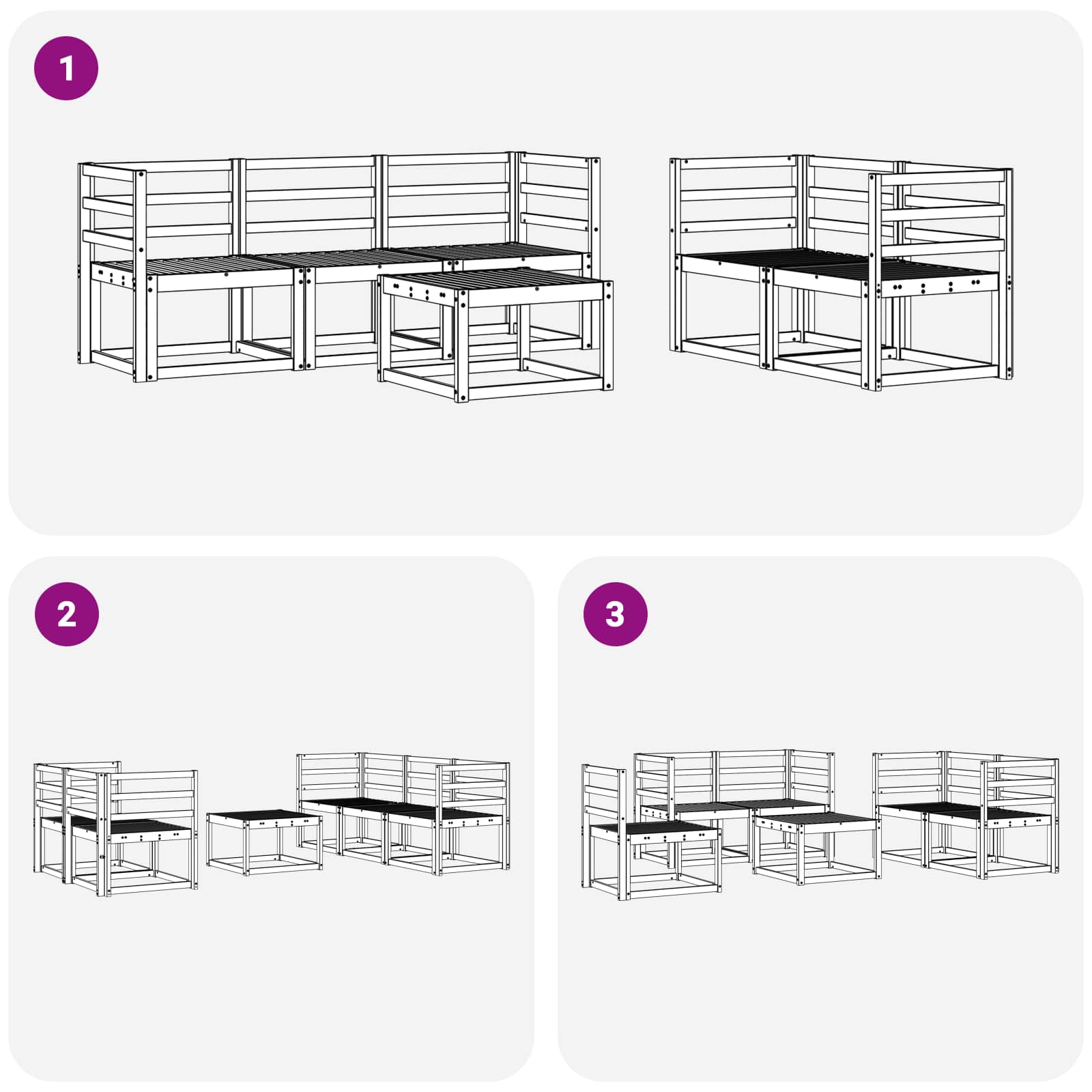 Σειρά Καναπέ Εξωτερικού 6 pcs Λευκό 59 x 59 x 37 εκ